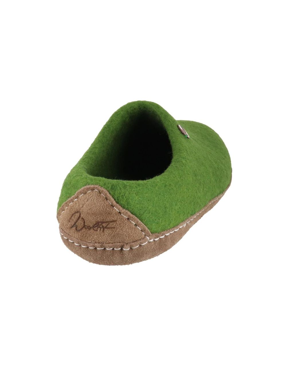 WoolFit Green Hausschuh Footprint Mit Ledersohle