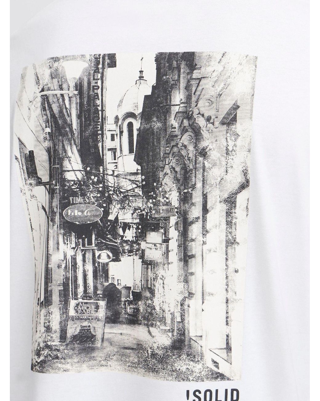 Solid Rundhalsshirt Sdbilo Mit Backprint in White für Herren