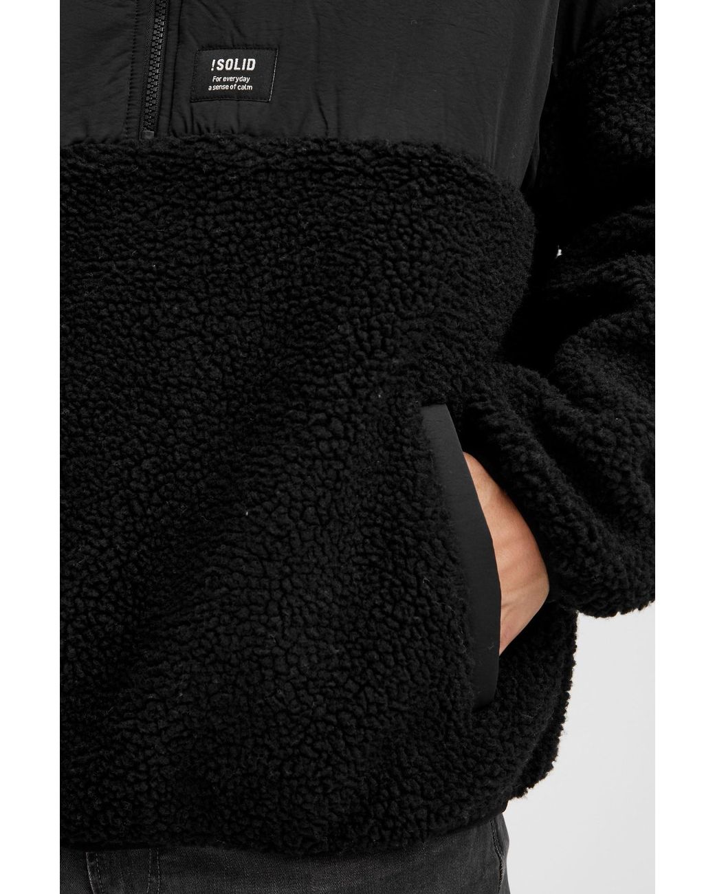 Solid Halfzip Fleecejacke Marco in Black für Herren
