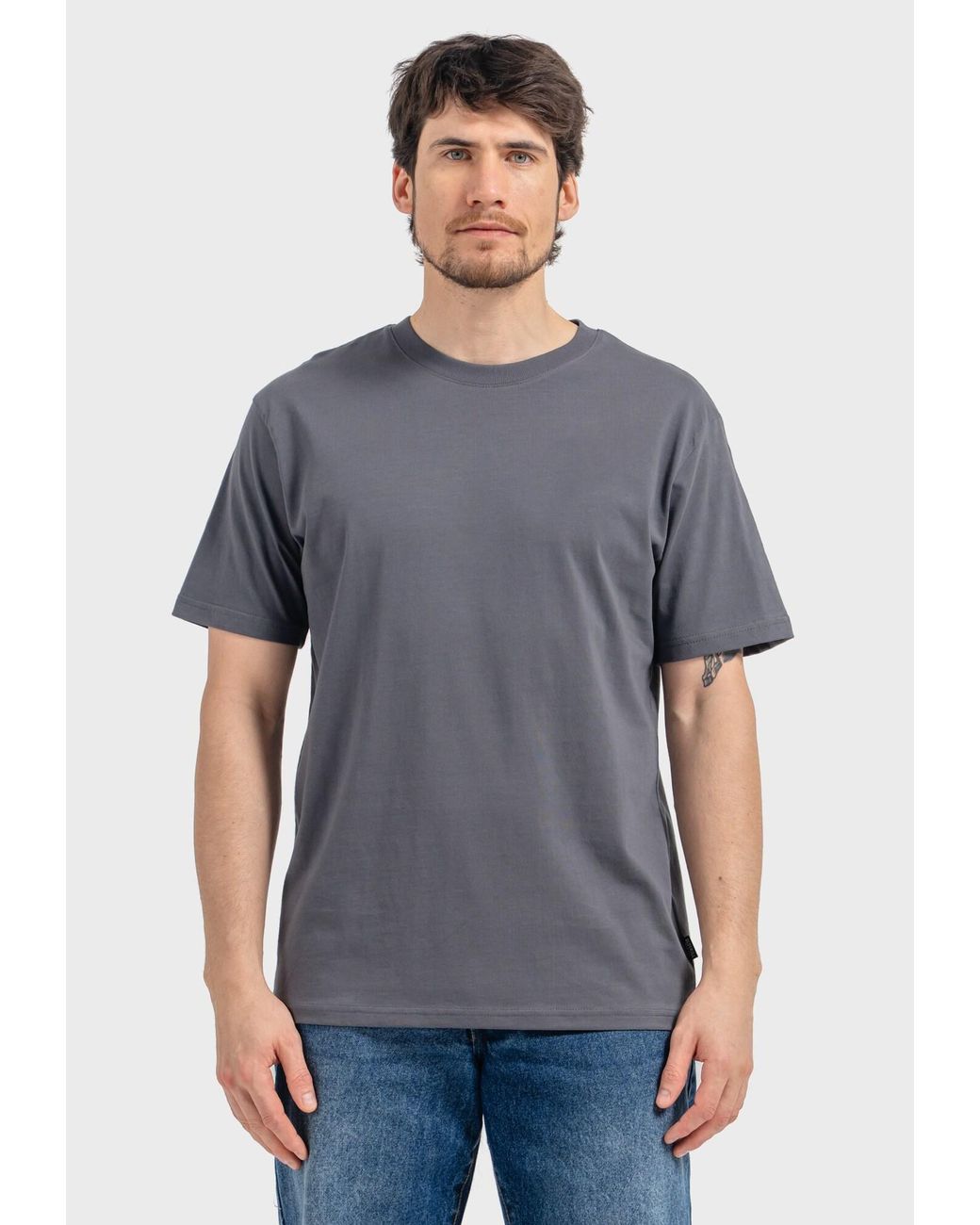 Oldskull T-Shirt Plain Basic in Gray für Herren