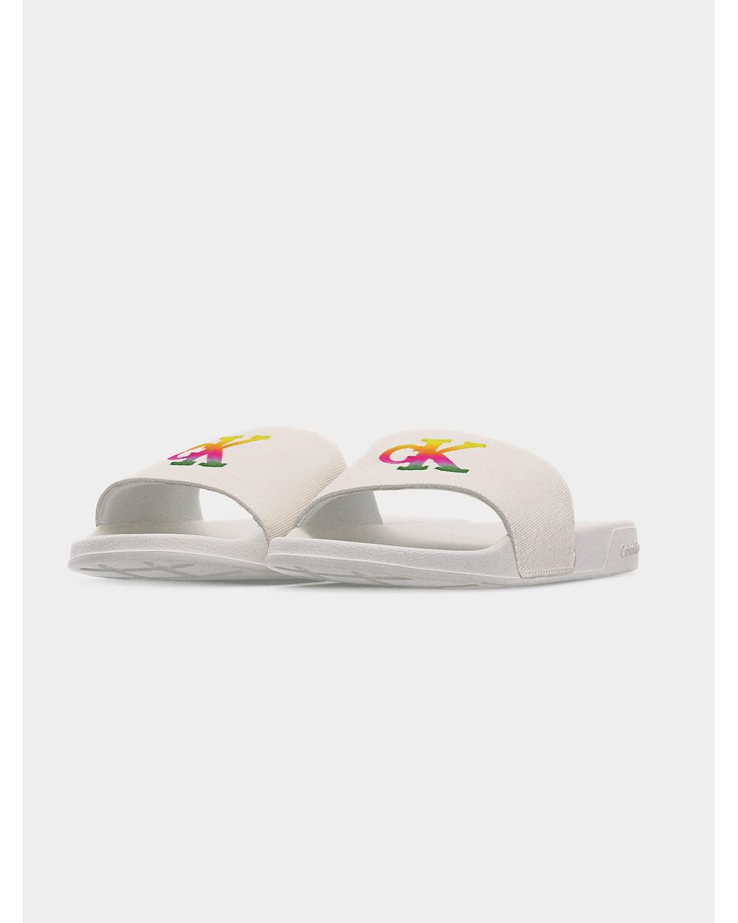 Calvin Klein White Pantolette Ombre Logo Strap