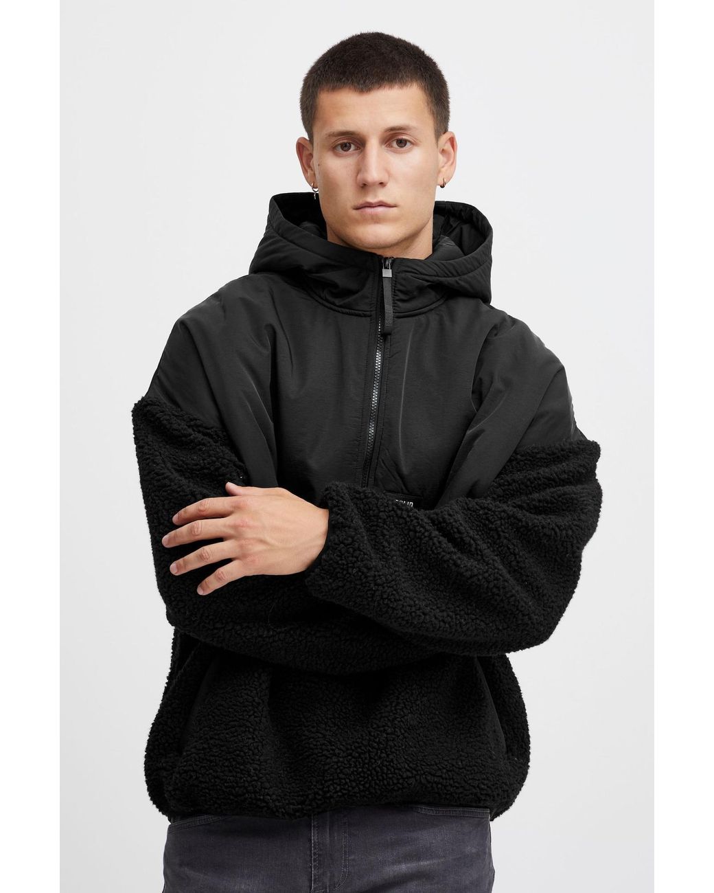 Solid Halfzip Fleecejacke Marco in Black für Herren