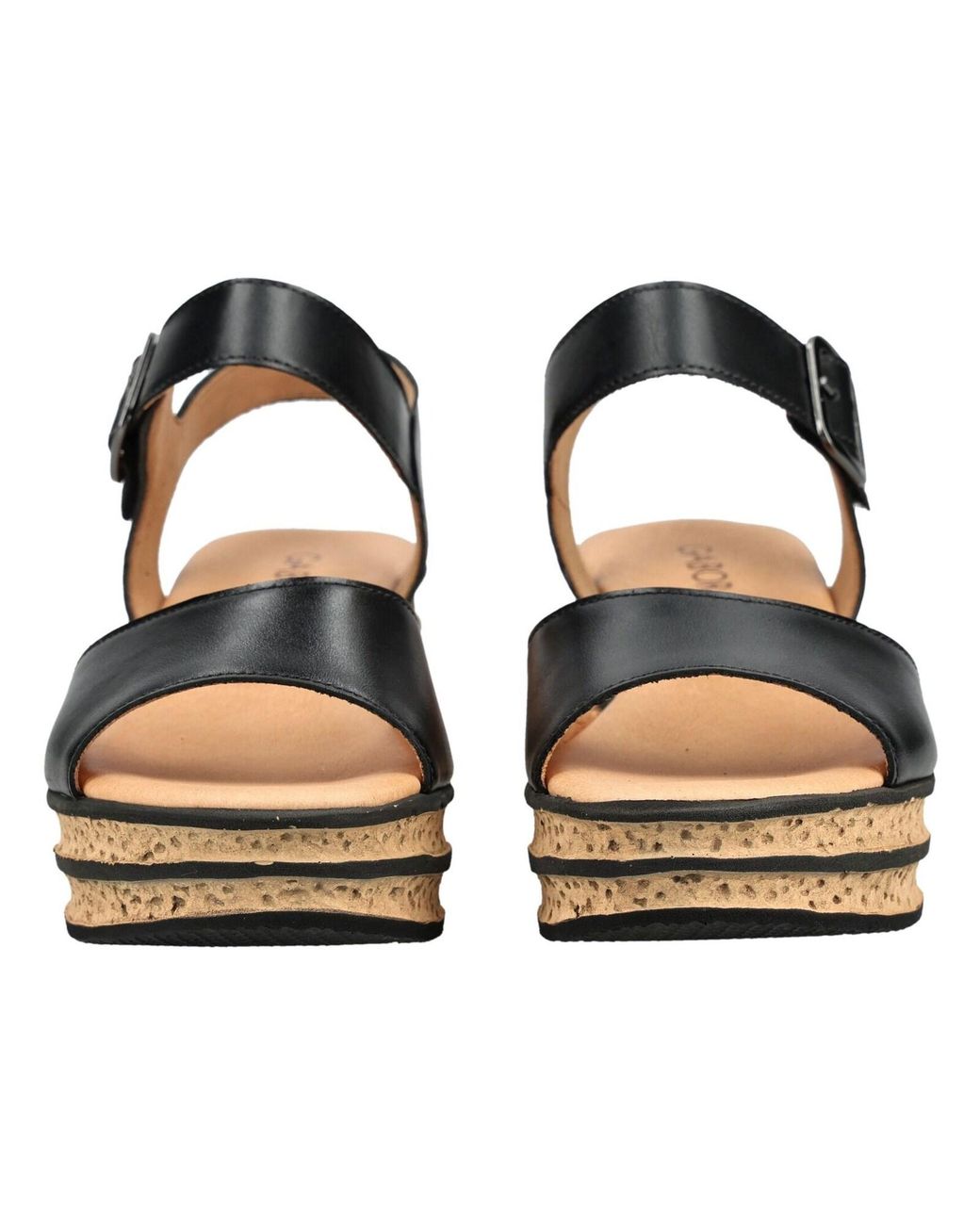 Gabor Black Sandalen Leder Keilsandalette