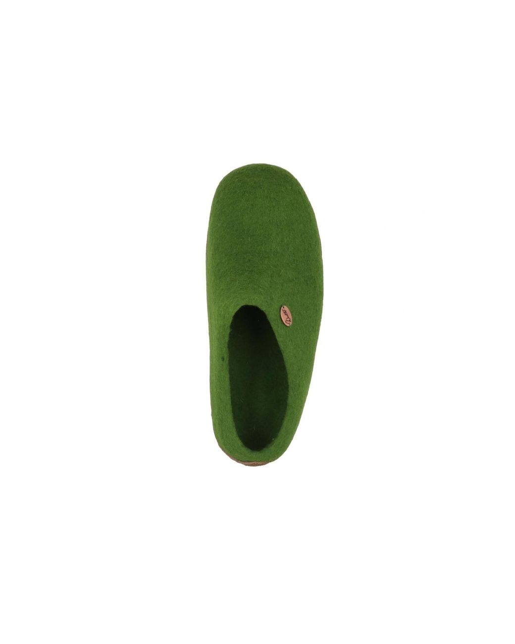 WoolFit Green Hausschuh Footprint Mit Ledersohle