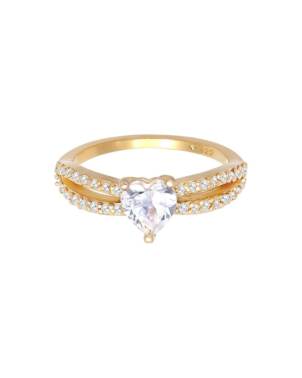Elli Jewelry Metallic Ring Herz, Kristall Ring
