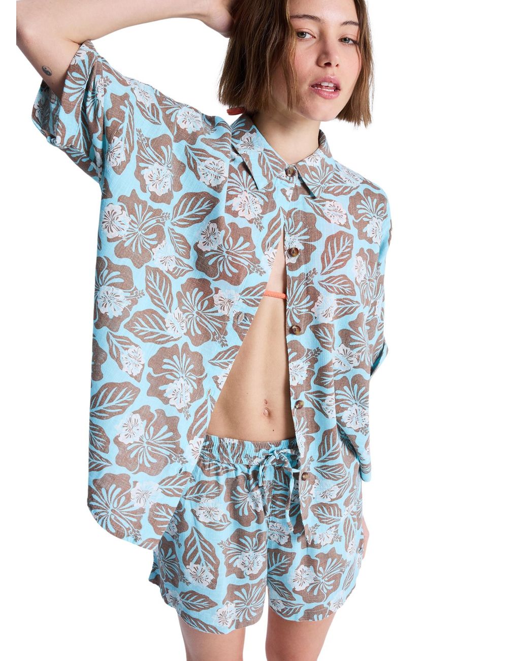 Roxy Blue Bluse Beachy Nostalgia