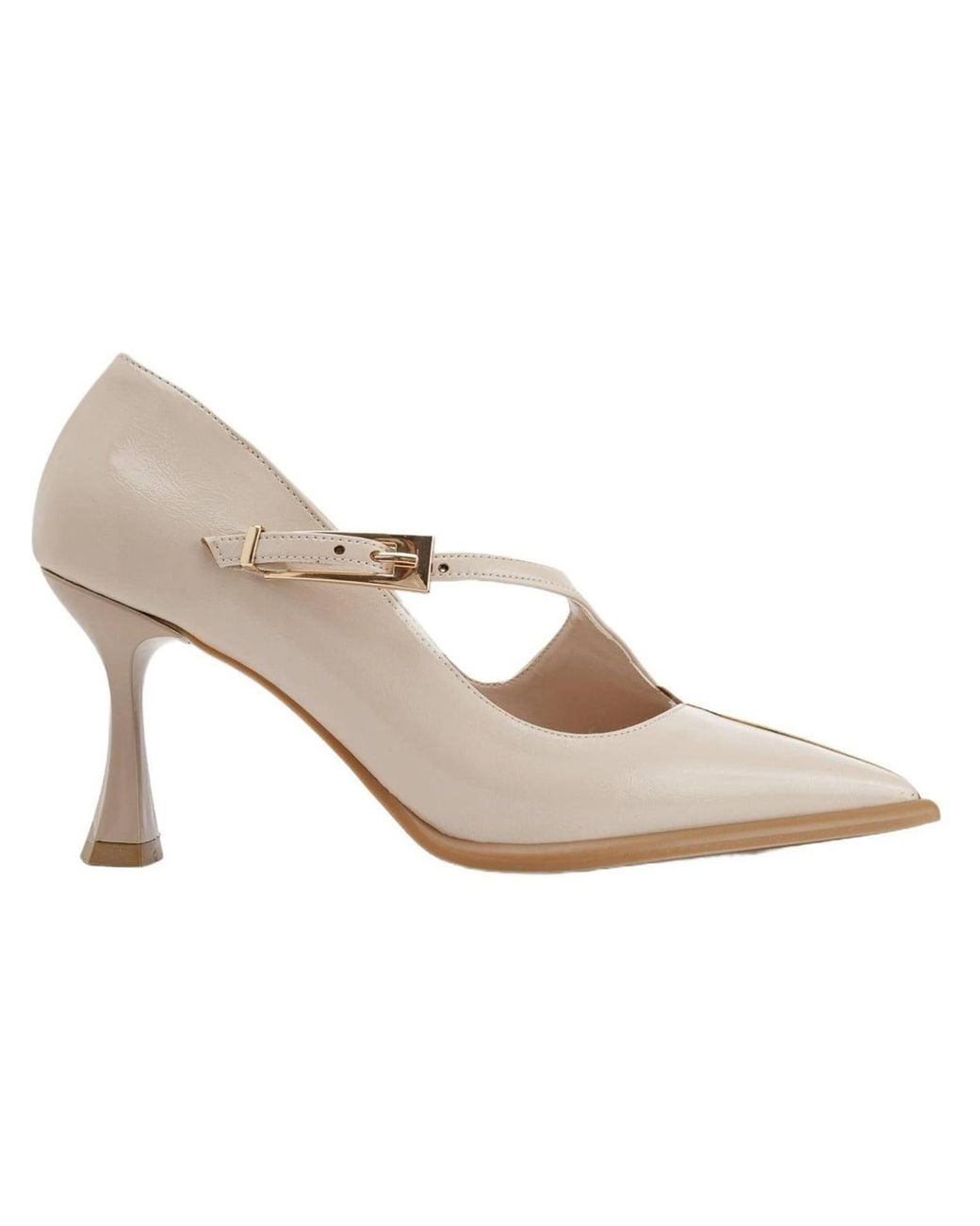 Limoya Natural Pumps Sonja Damenschuhe Mit Ledergürtel, Spitzer Zehenpartie Und 8 Cm Absatz