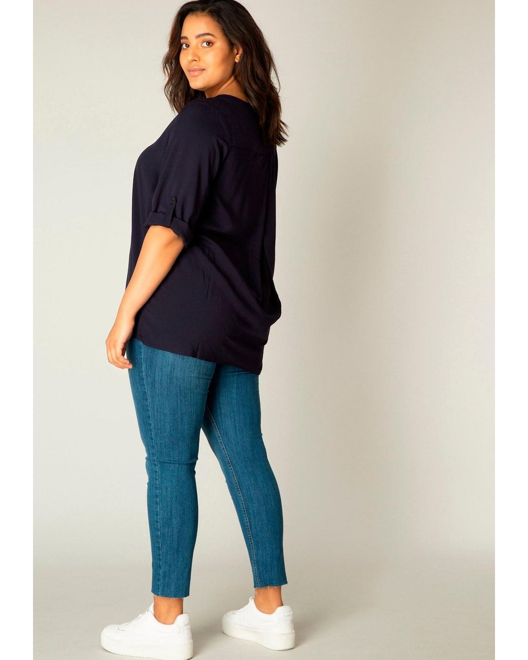 Base Level Curvy Blue Bluse