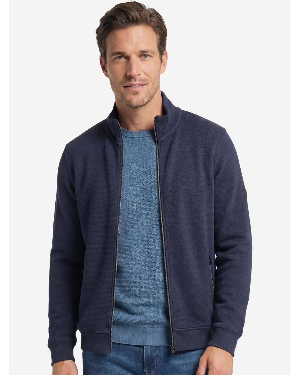 Redmond Sweatjacke Basic in Blue für Herren