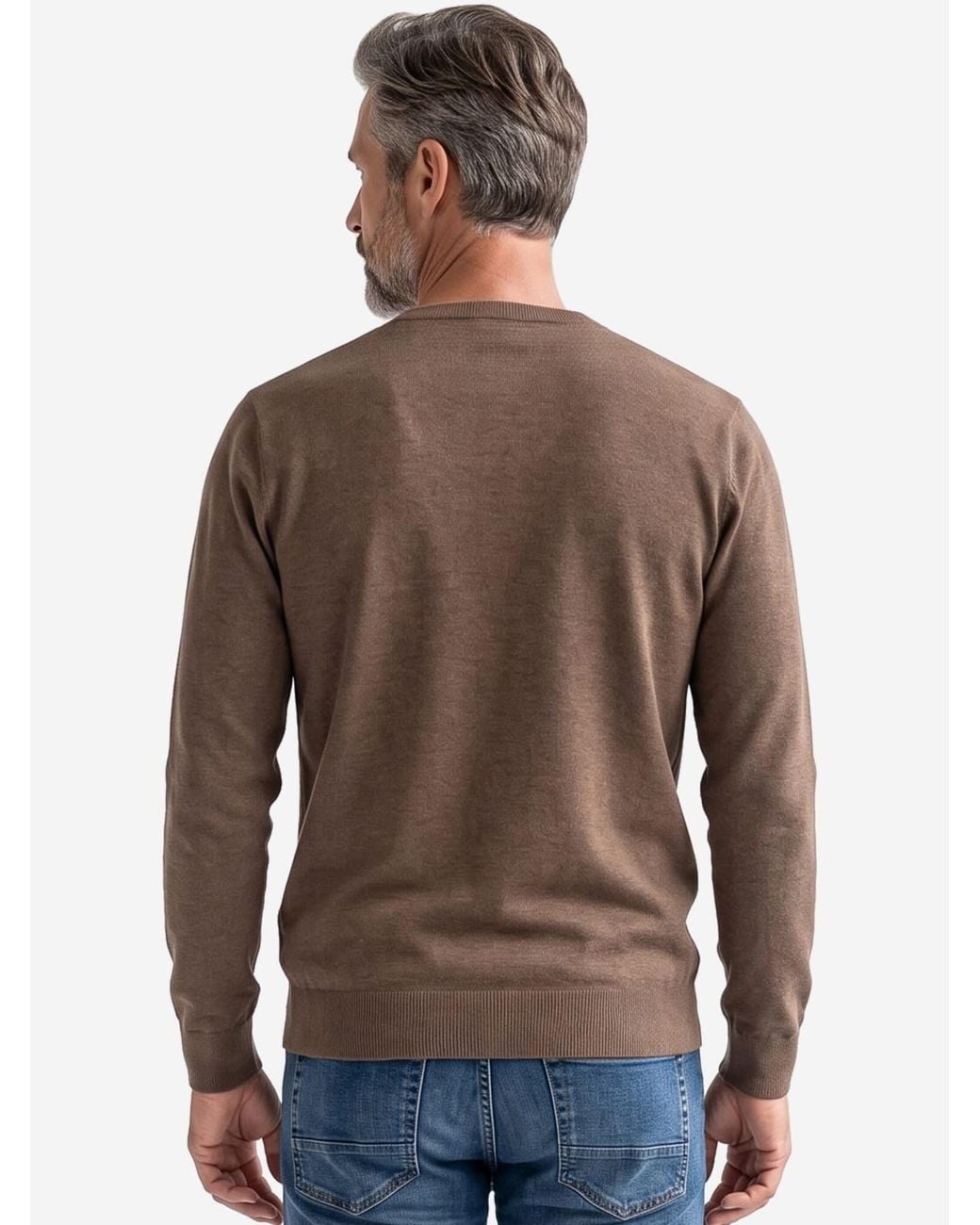 Redmond Pullover Basic in Brown für Herren