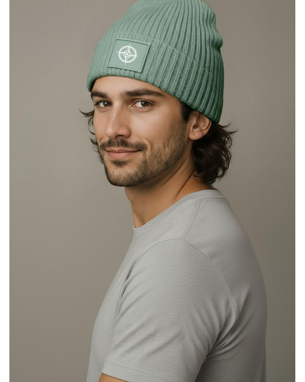 Neverless Mütze Kompass in Green für Herren