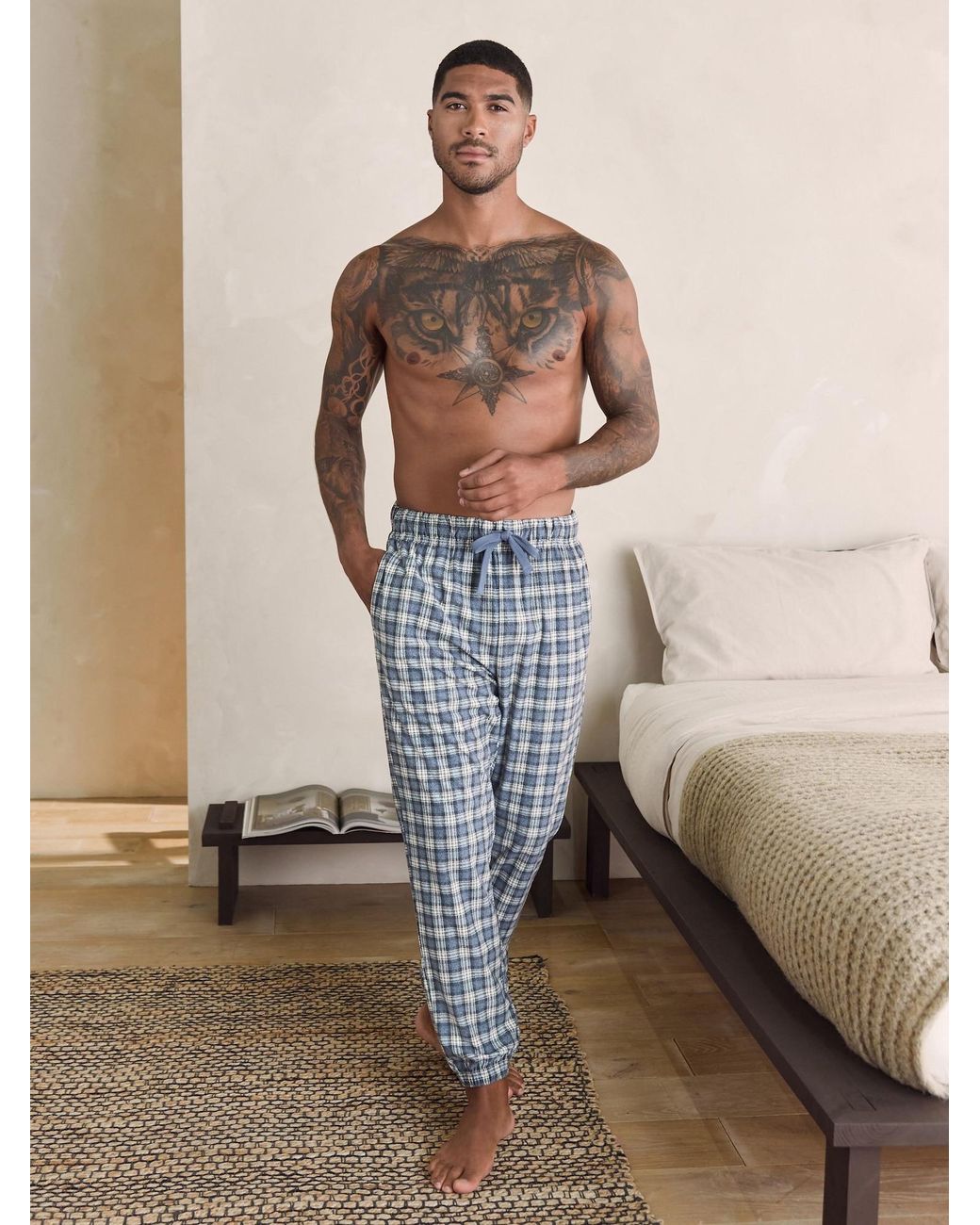 Next Pyjamahose Motion Flex in Blue für Herren