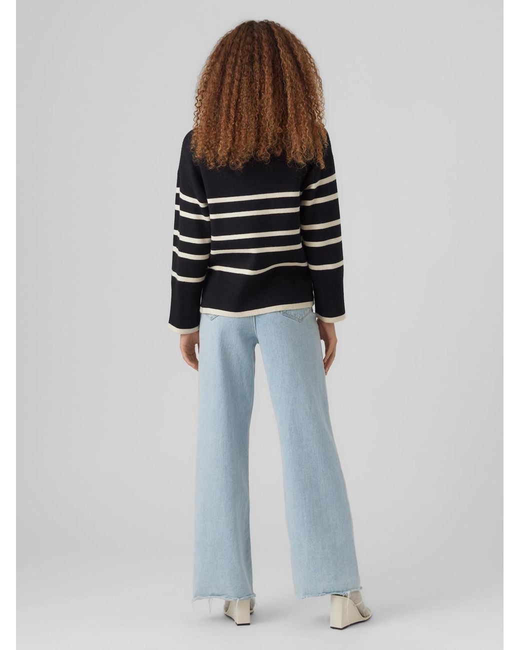 Vero Moda Black Sweatshirt VMSABA LS O-NECK STRIPE PULLOVER GA