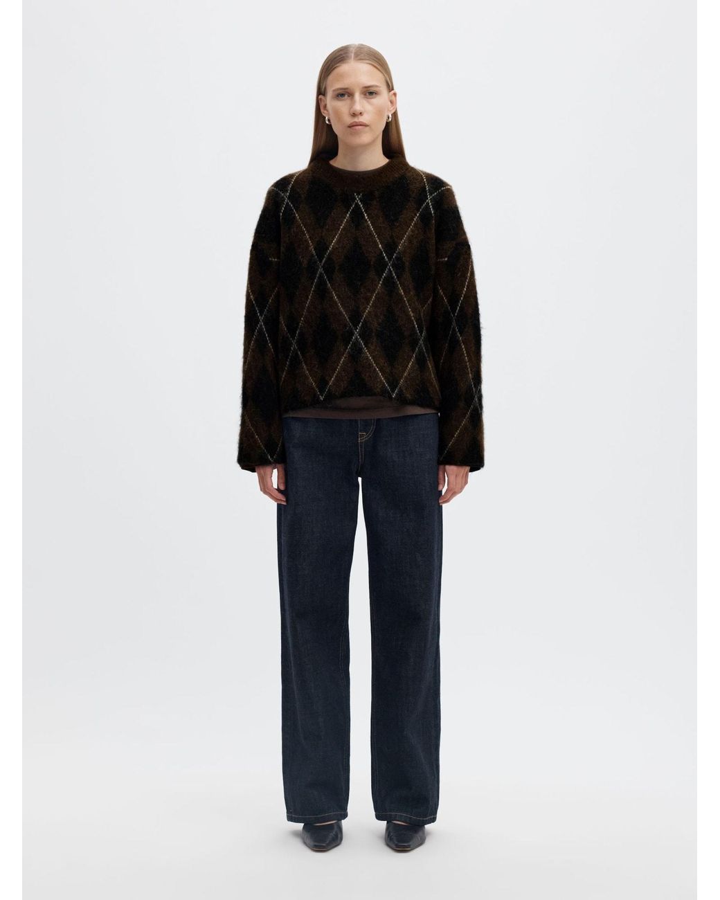 SELECTED Black Pullover Argyle