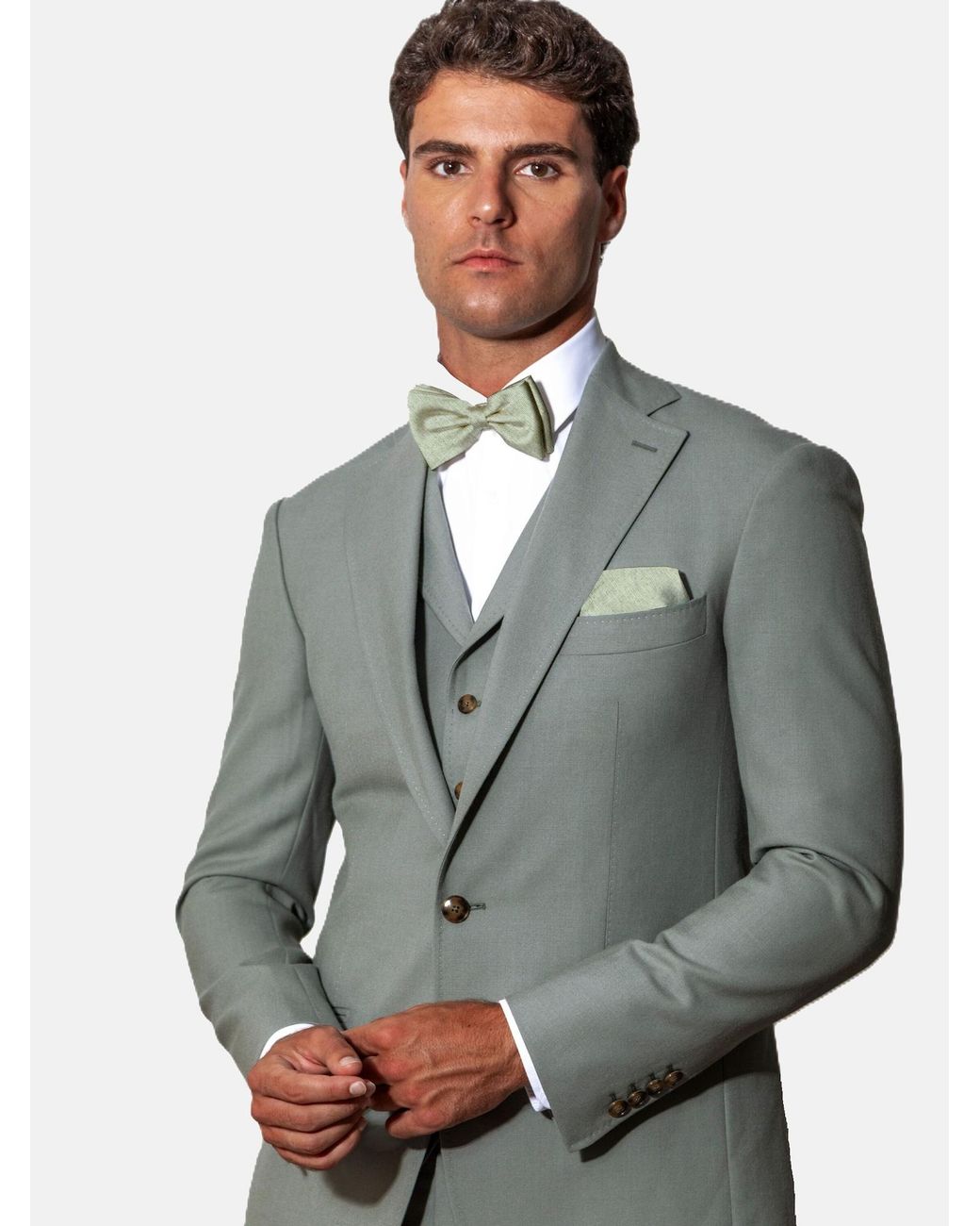 REAL GUYS Set Fliege Mit Einstecktuch in Green für Herren