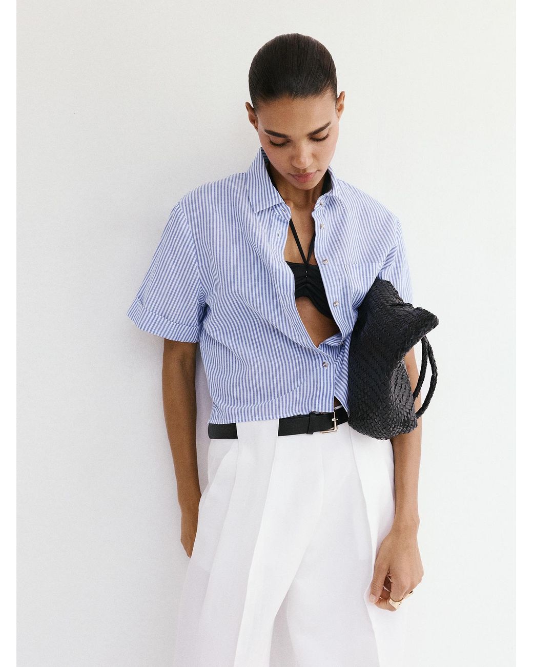 Mango Blue Bluse Maneli
