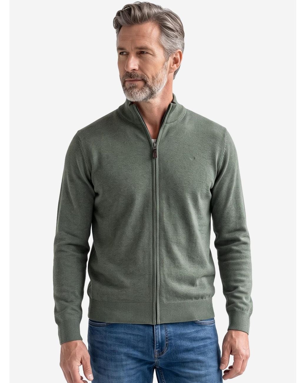 Redmond Strickjacke Basic in Green für Herren