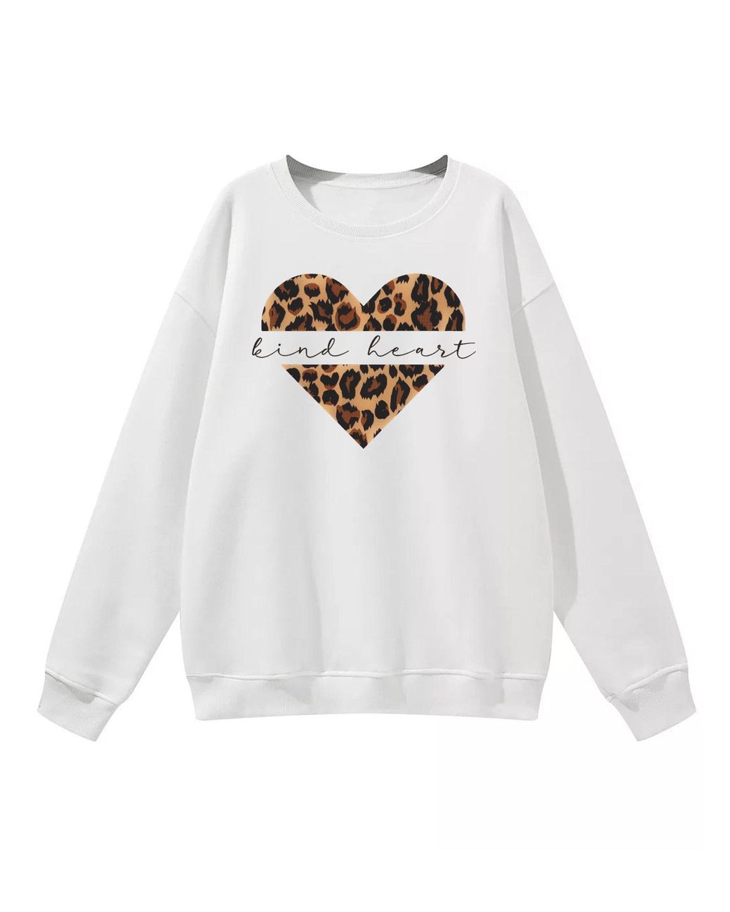 GORHEY White Pullover Loose Fit Fleece Pullover, Long Sleeve Sweatshirt With Animal Print