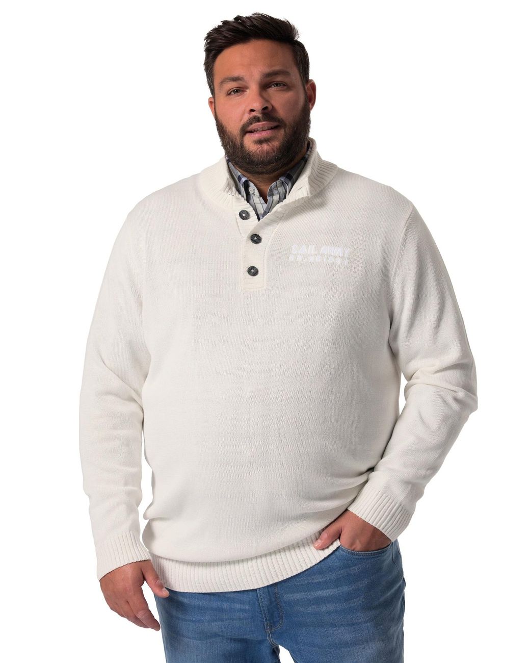 Men Plus Pullover in White für Herren