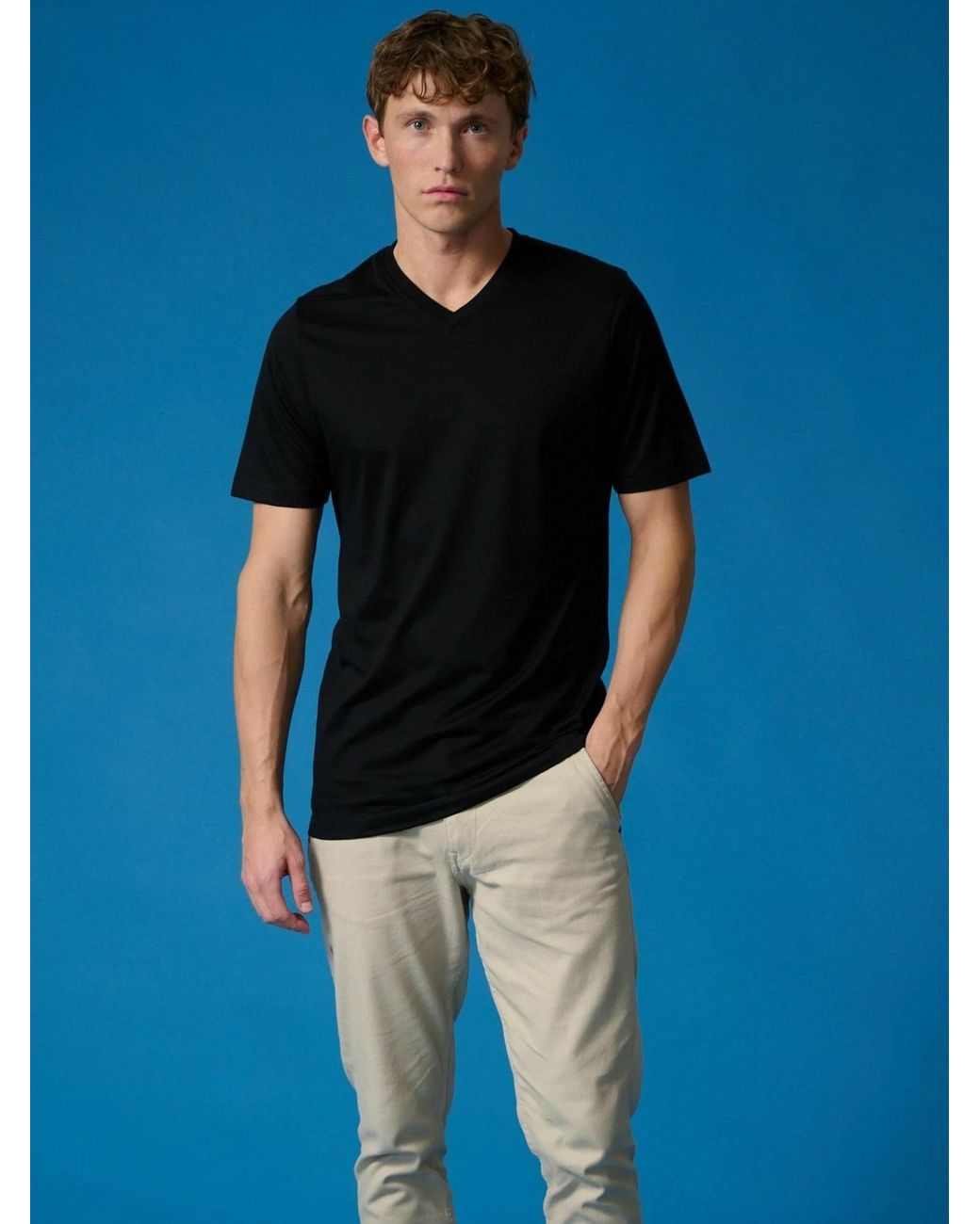 TeeShoppen T-Shirt Basic V in Black für Herren