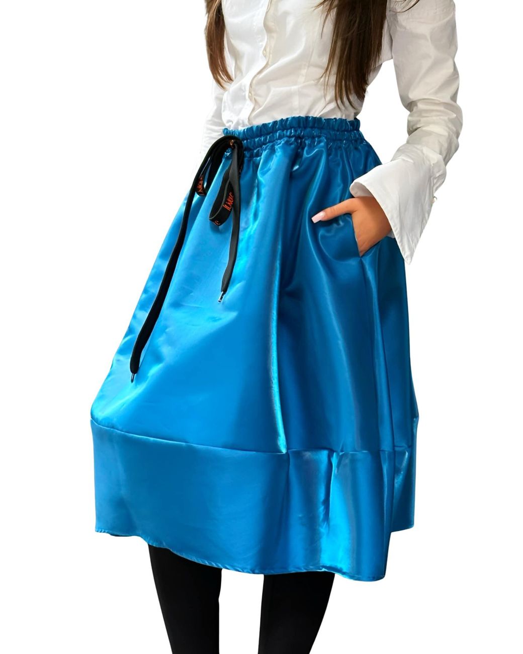 Unique Blue Rock Taffeta Balloon Skirt