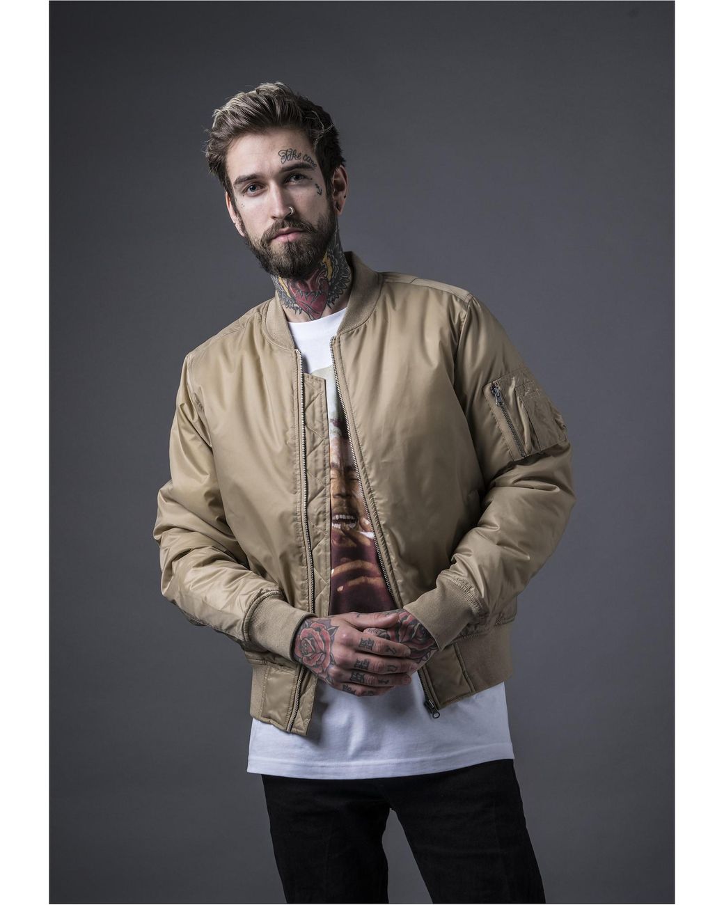 Urban Classics Herren Basic Bomber Jacket in Natural für Herren