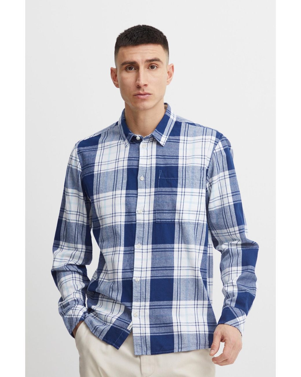 Solid Langarmhemd 'esdras' in Blue für Herren