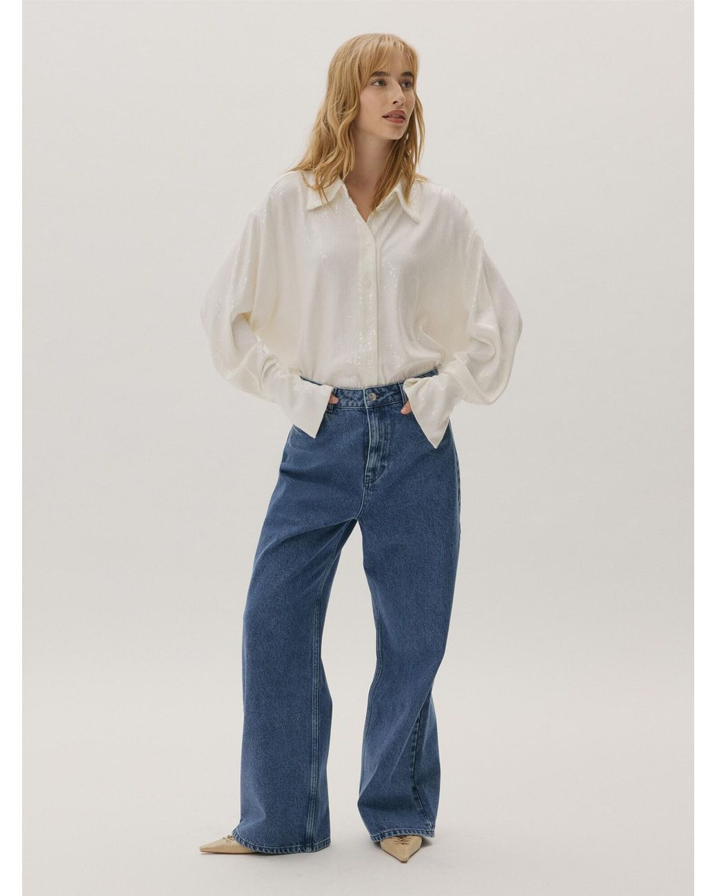 KAVAZI White Shirt Sequins