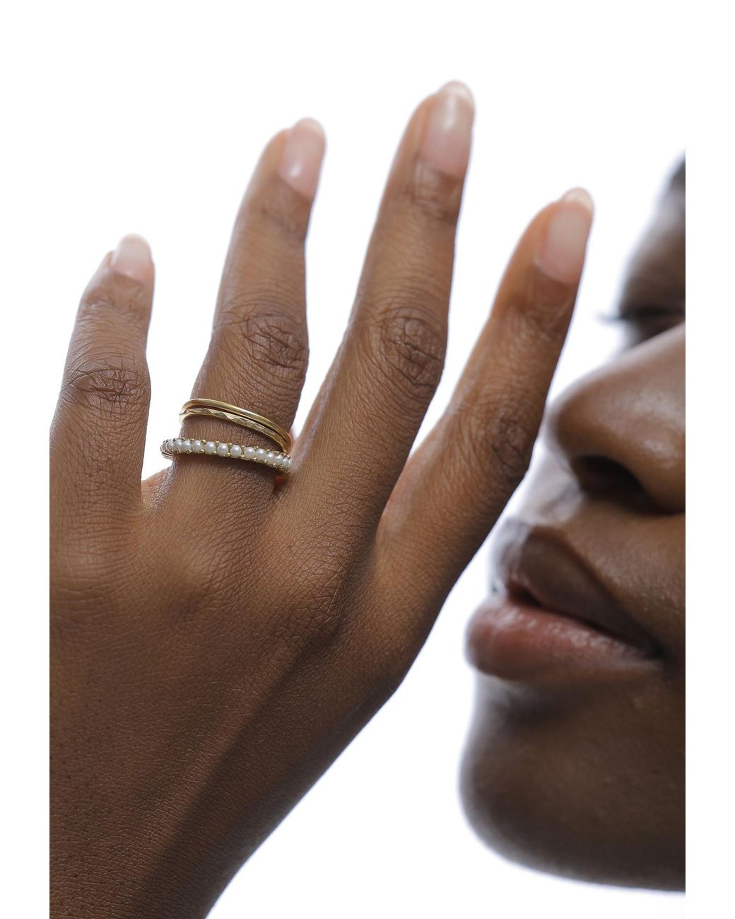 Elli Jewelry Metallic Ring Set Pearl