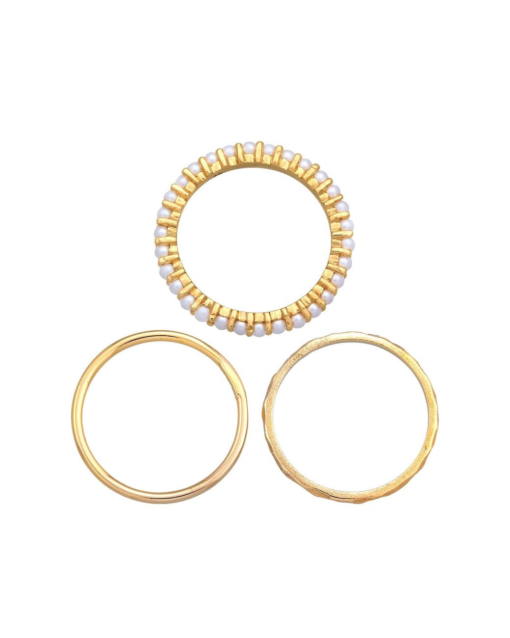 Elli Jewelry Metallic Ring Set Pearl