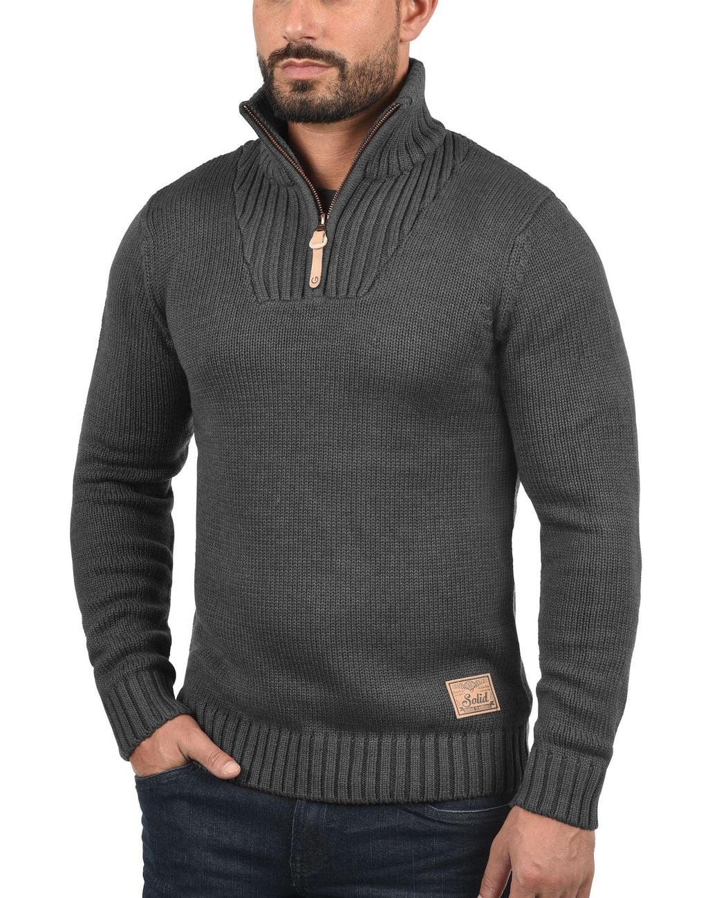 Solid Strickpullover Petro in Gray für Herren