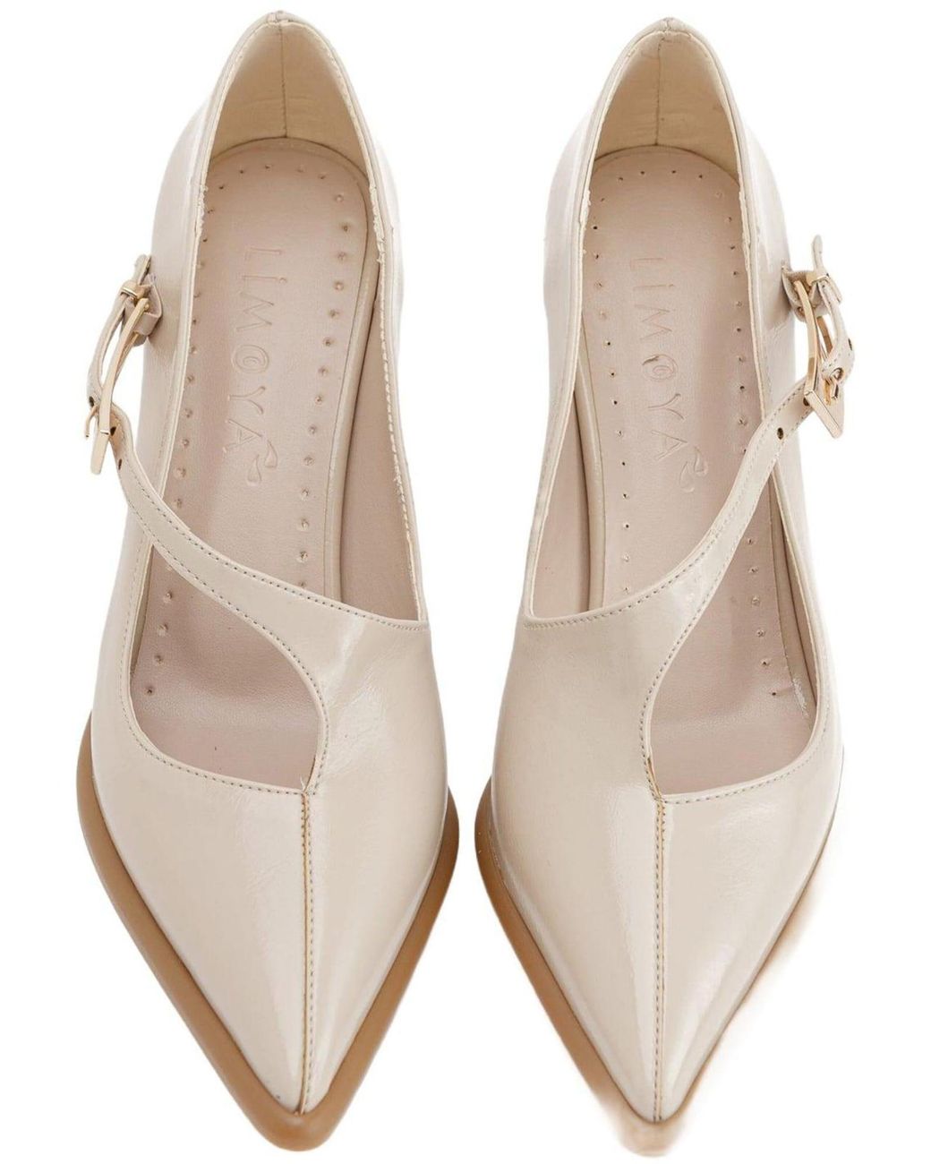 Limoya Natural Pumps Sonja Damenschuhe Mit Ledergürtel, Spitzer Zehenpartie Und 8 Cm Absatz