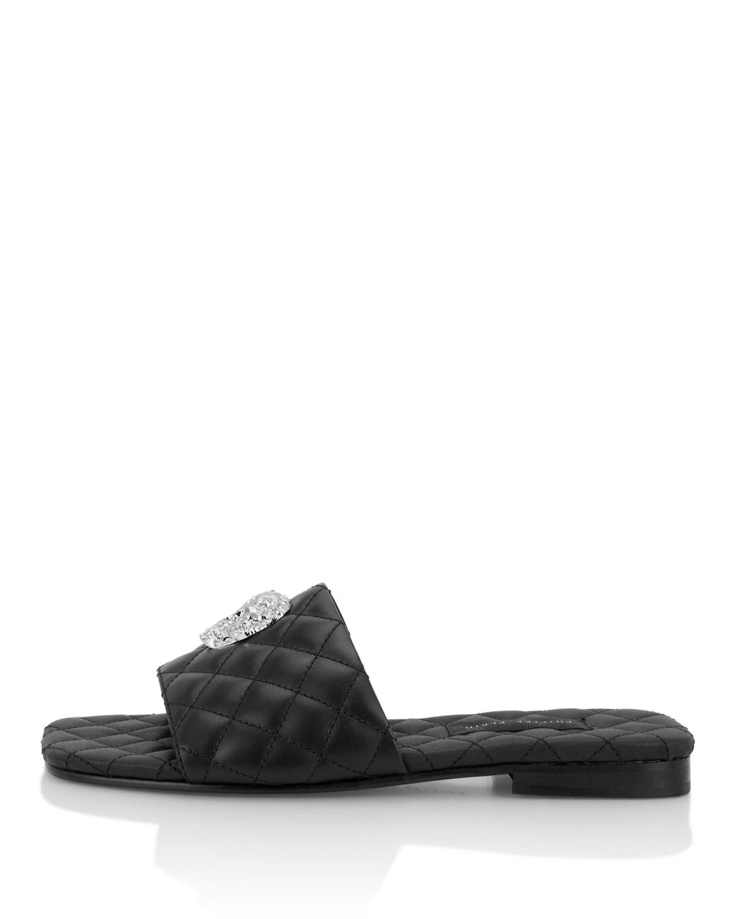 Philipp Plein Black Pantolette Skull