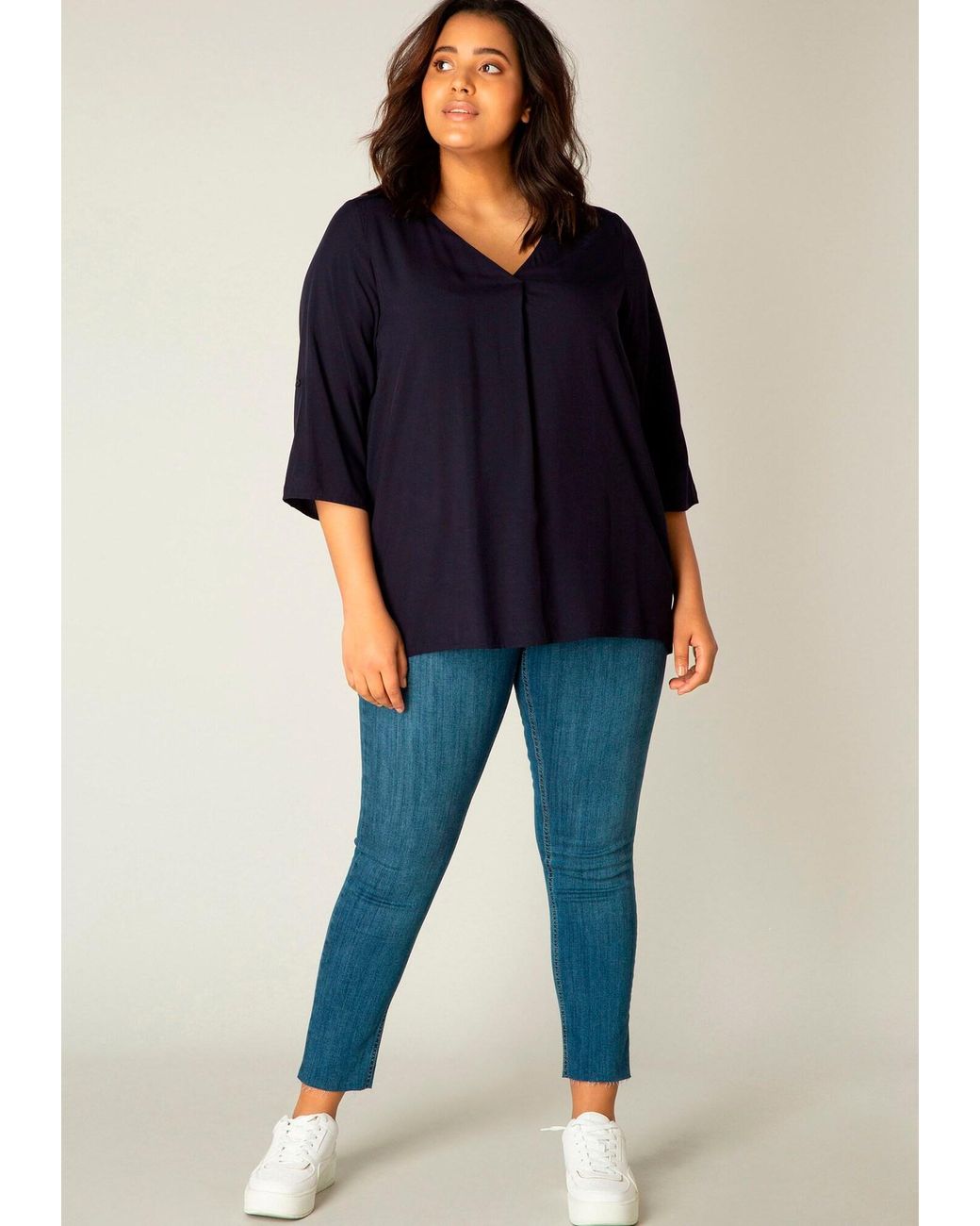 Base Level Curvy Blue Bluse