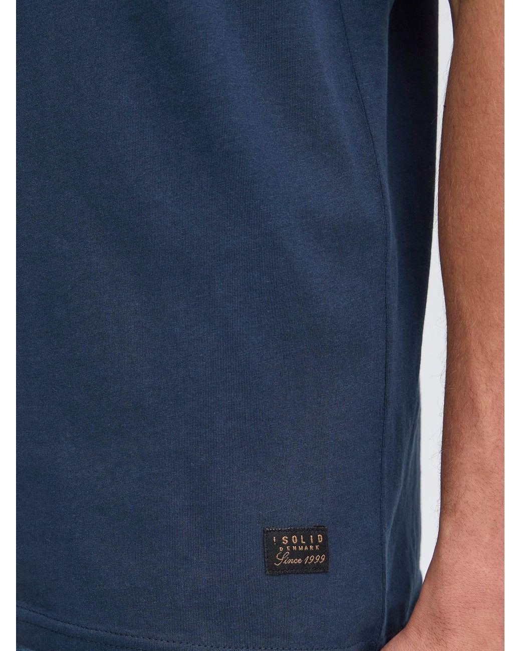 Solid Rundhalsshirt Sdjuan in Blue für Herren