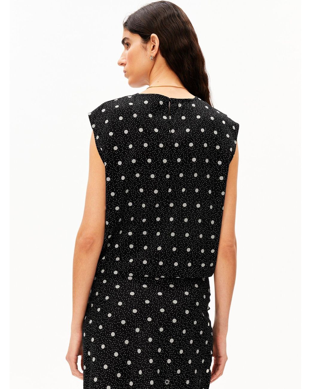 ARMEDANGELS Black Bluse Dot Drawstring