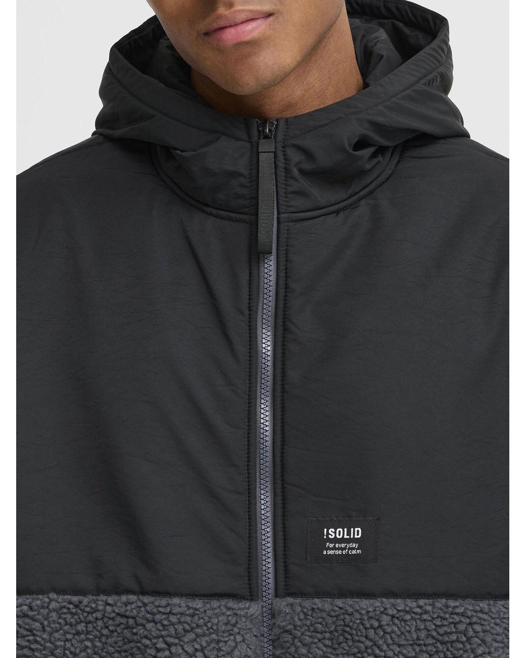 Solid Fleecejacke Mark in Black für Herren