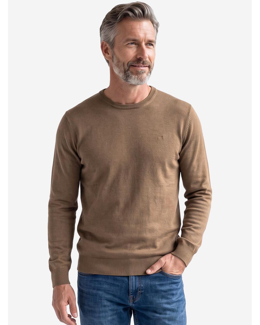 Redmond Pullover Basic in Brown für Herren