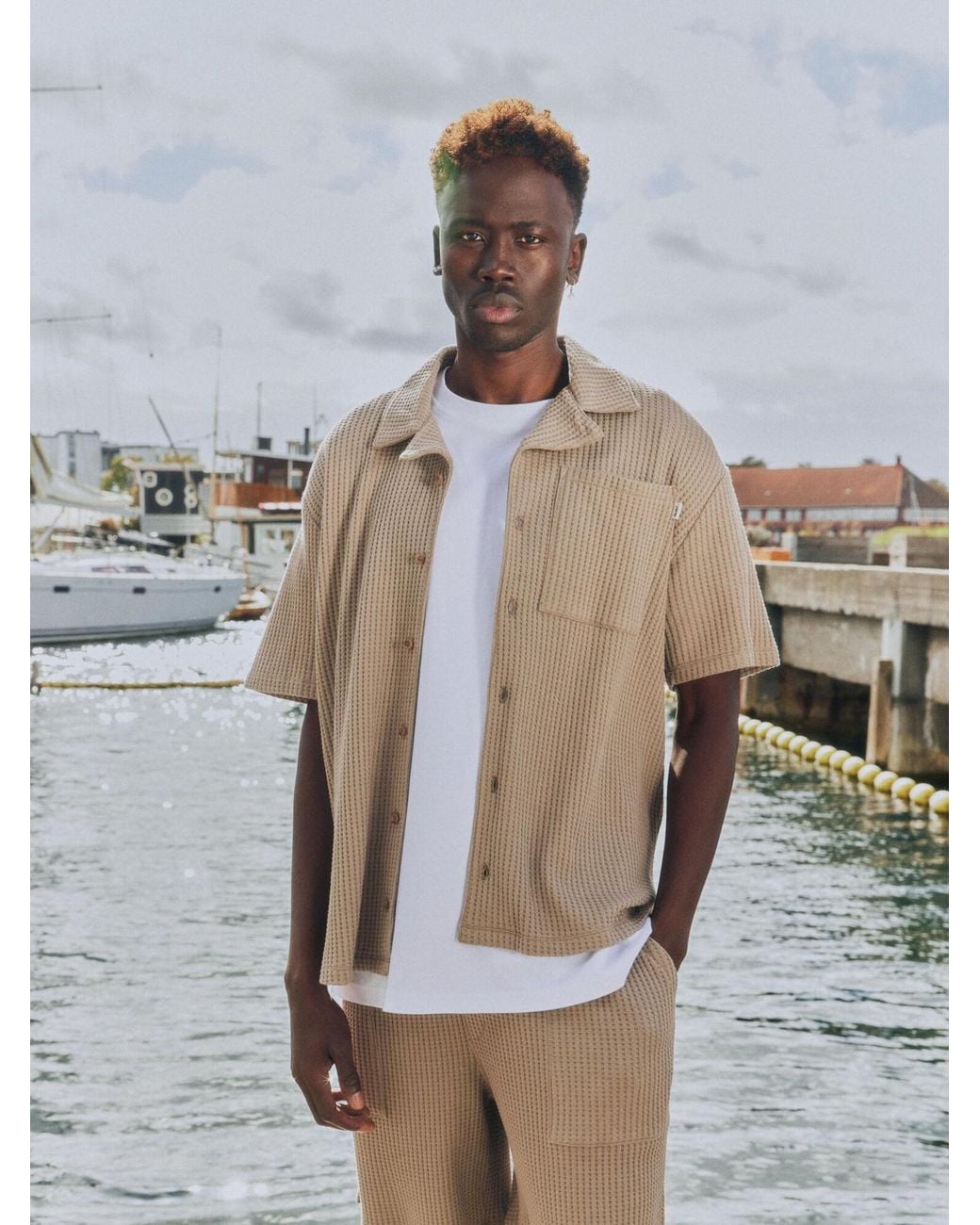 Solid Kurzarmhemd Sdutley in Natural für Herren