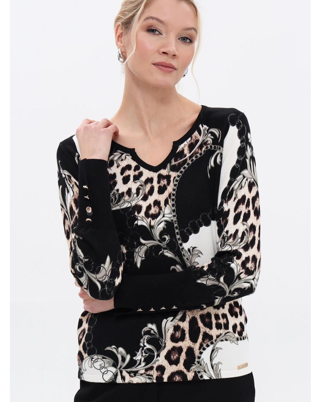Passioni Black Pullover Strickpullover Im Mustermix