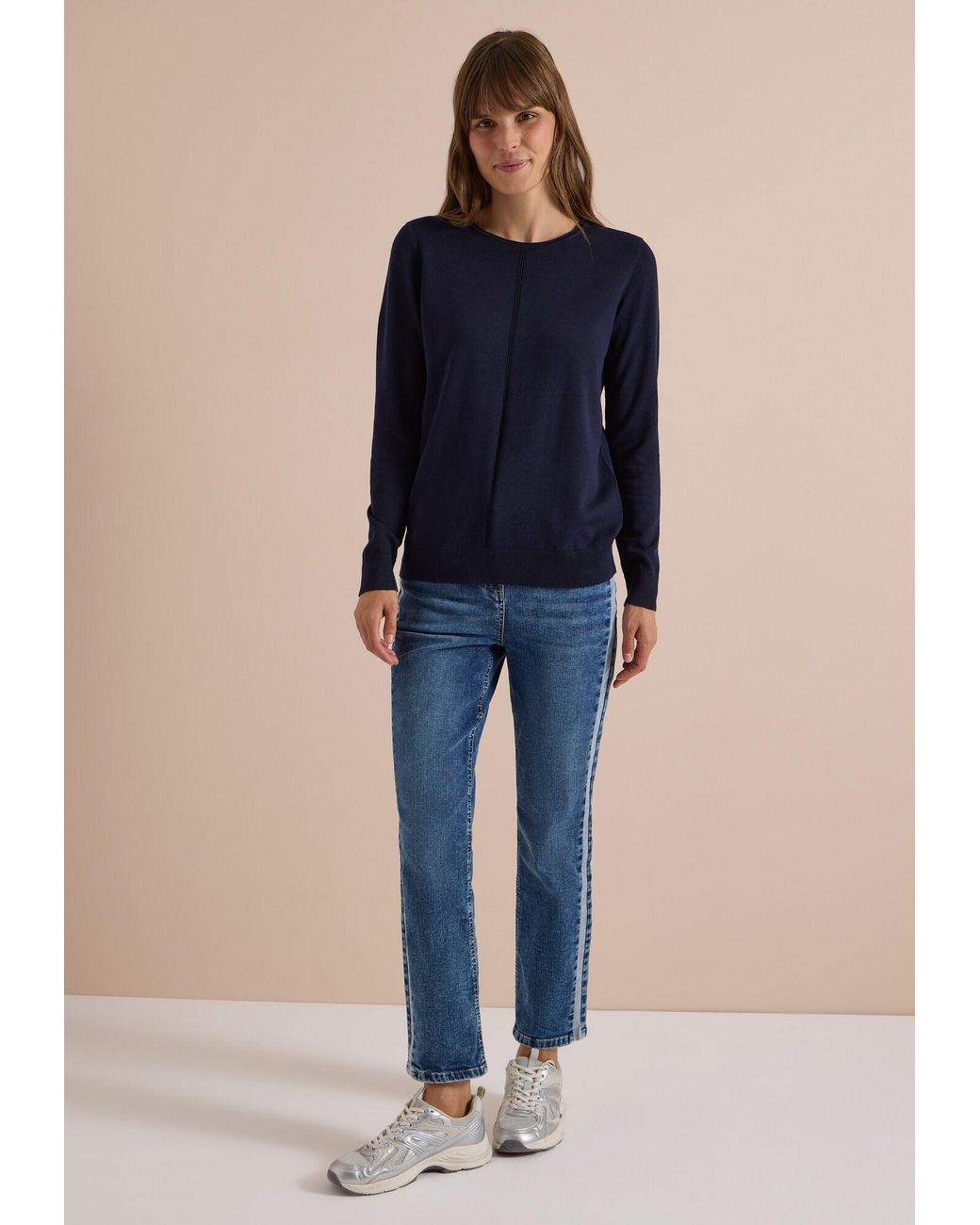 Cecil Blue Basic Pullover Mit Rundhals
