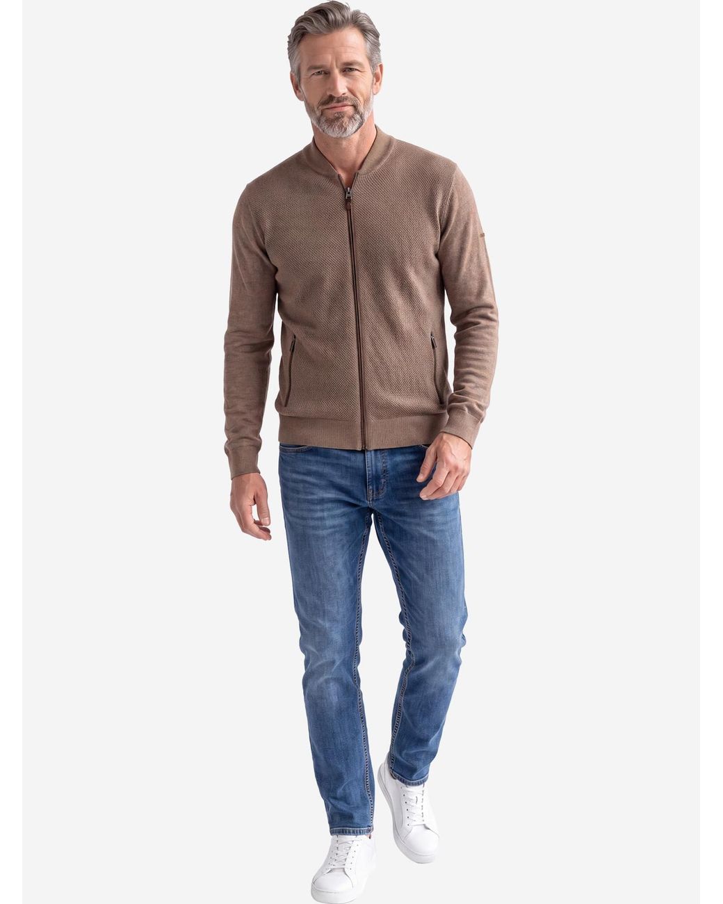 Redmond Strickjacke Basic in Brown für Herren