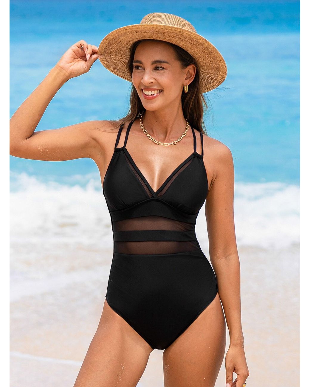 CUPSHE Black Badeanzug