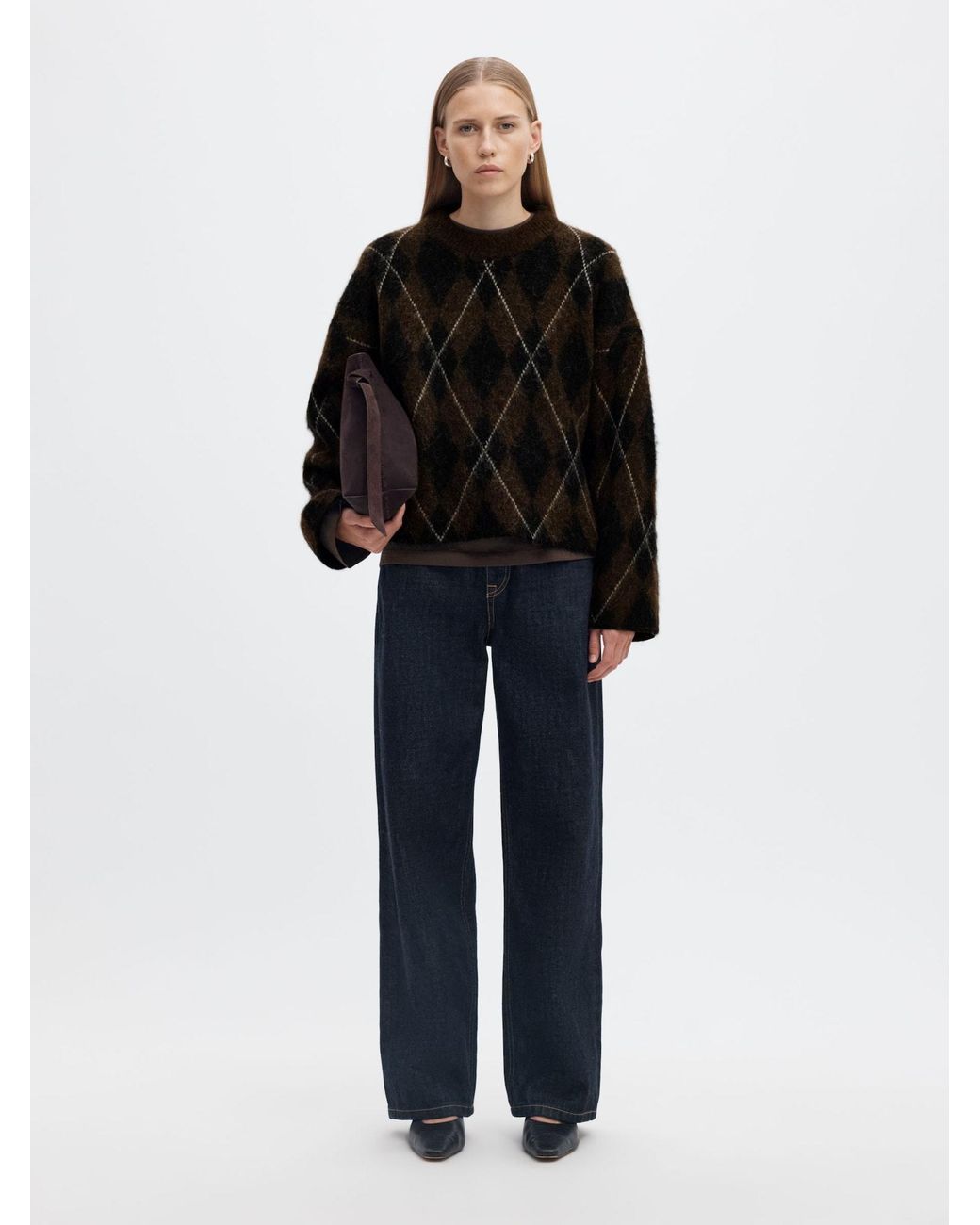 SELECTED Black Pullover Argyle
