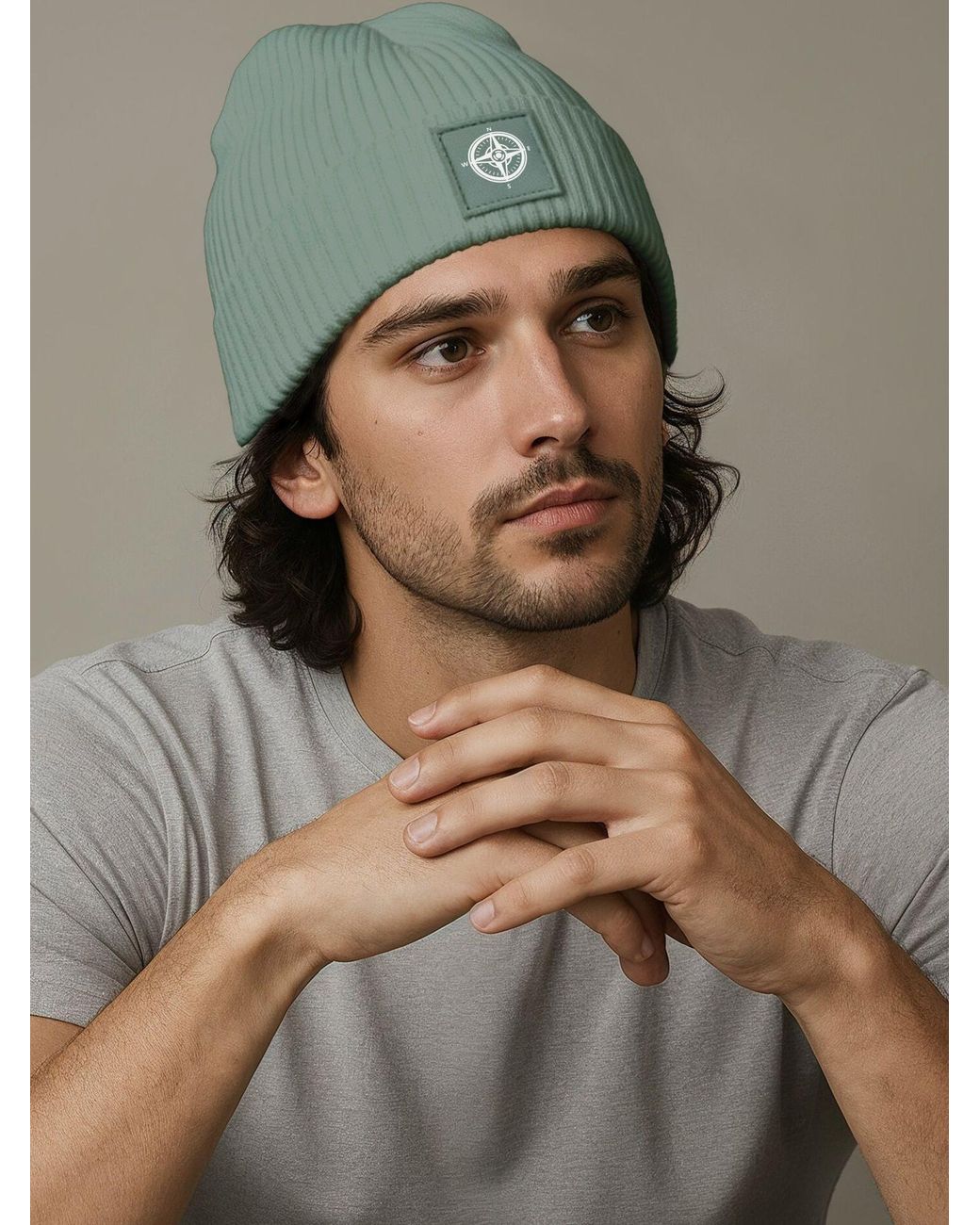 Neverless Mütze Kompass in Green für Herren