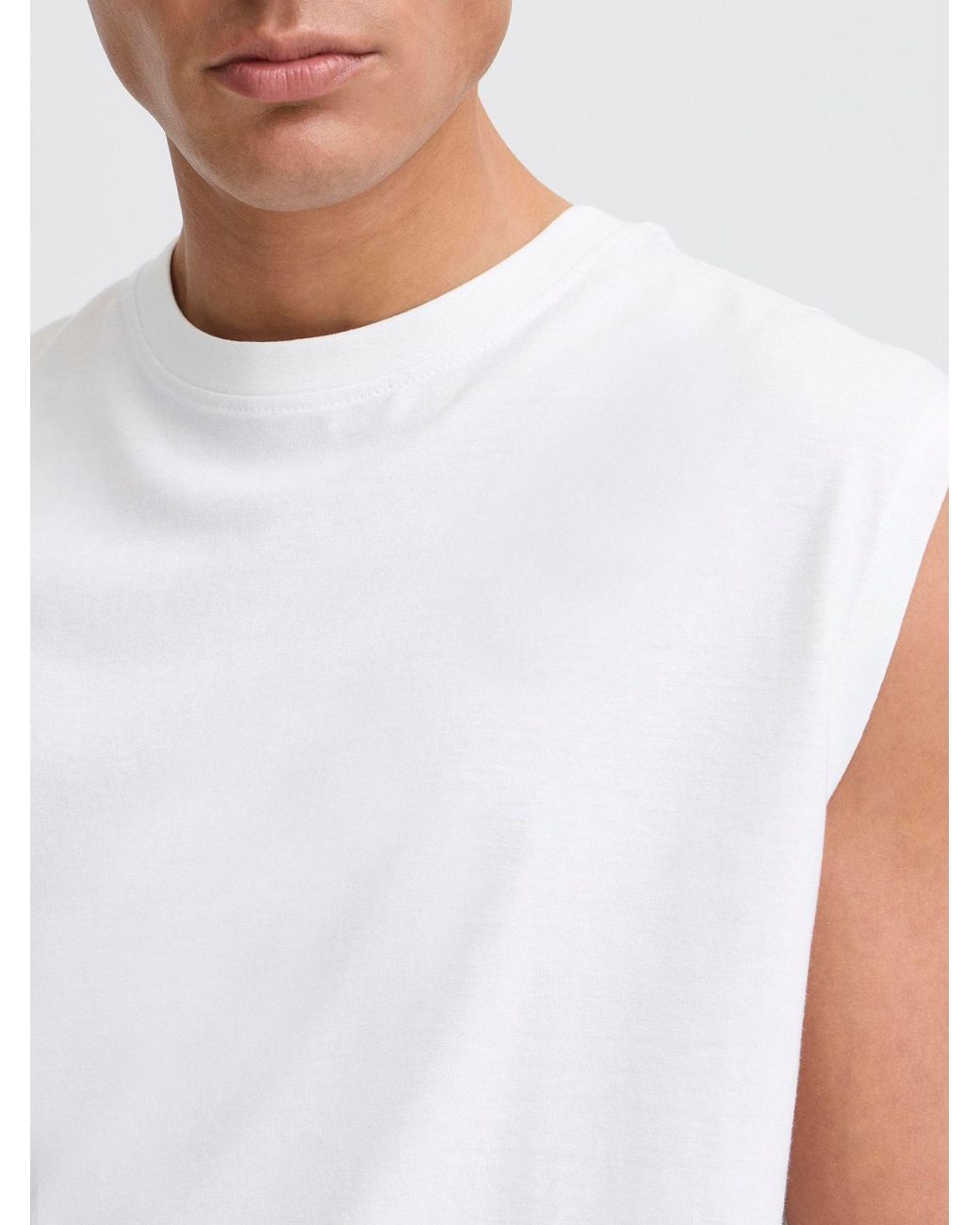 Solid Rundhalsshirt Sdbilo Mit Backprint in White für Herren