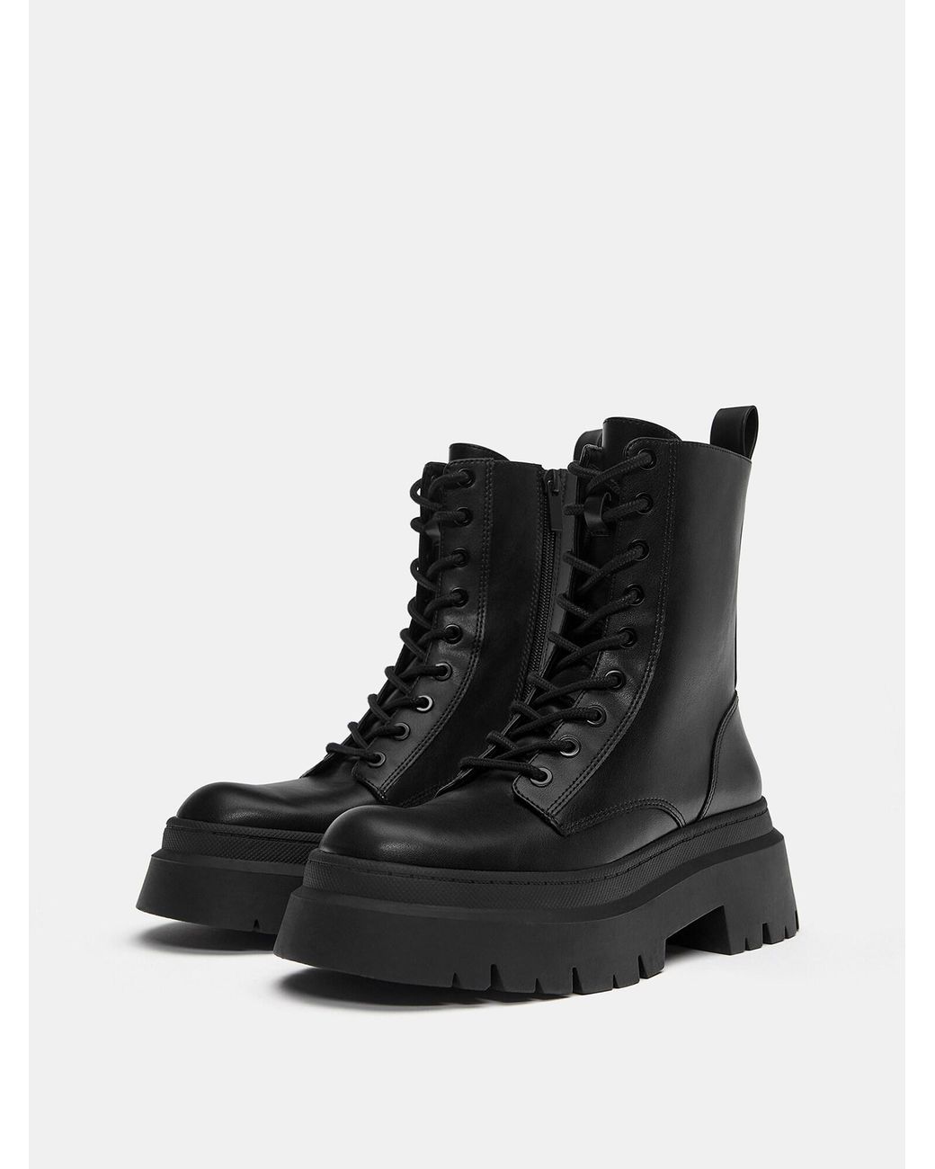 Pull&Bear Black Schnürstiefelette