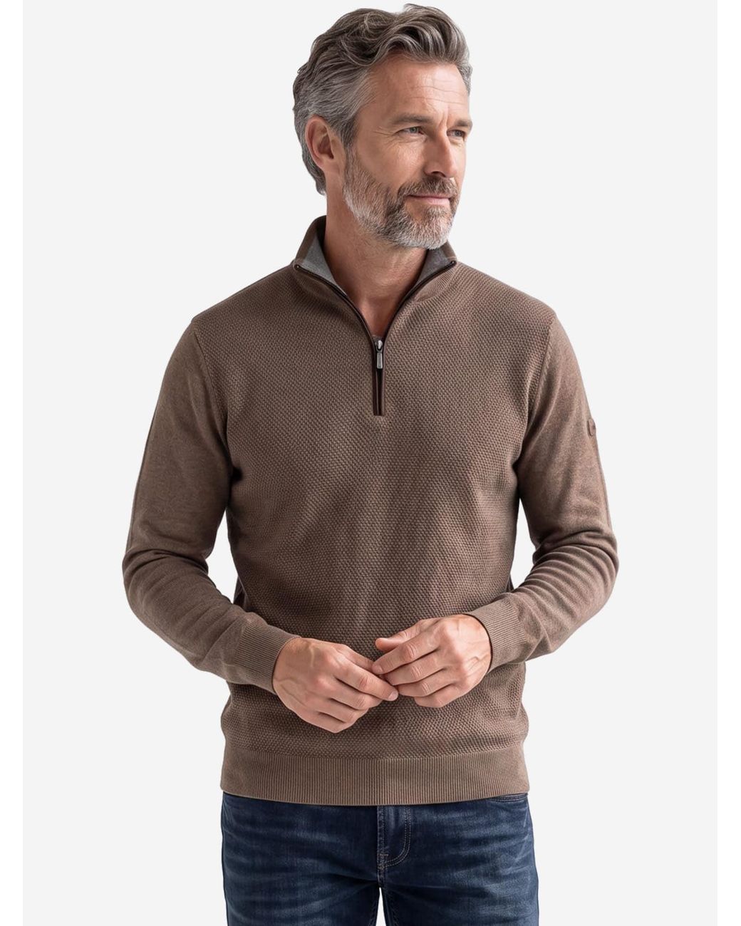 Redmond Pullover Basic in Brown für Herren