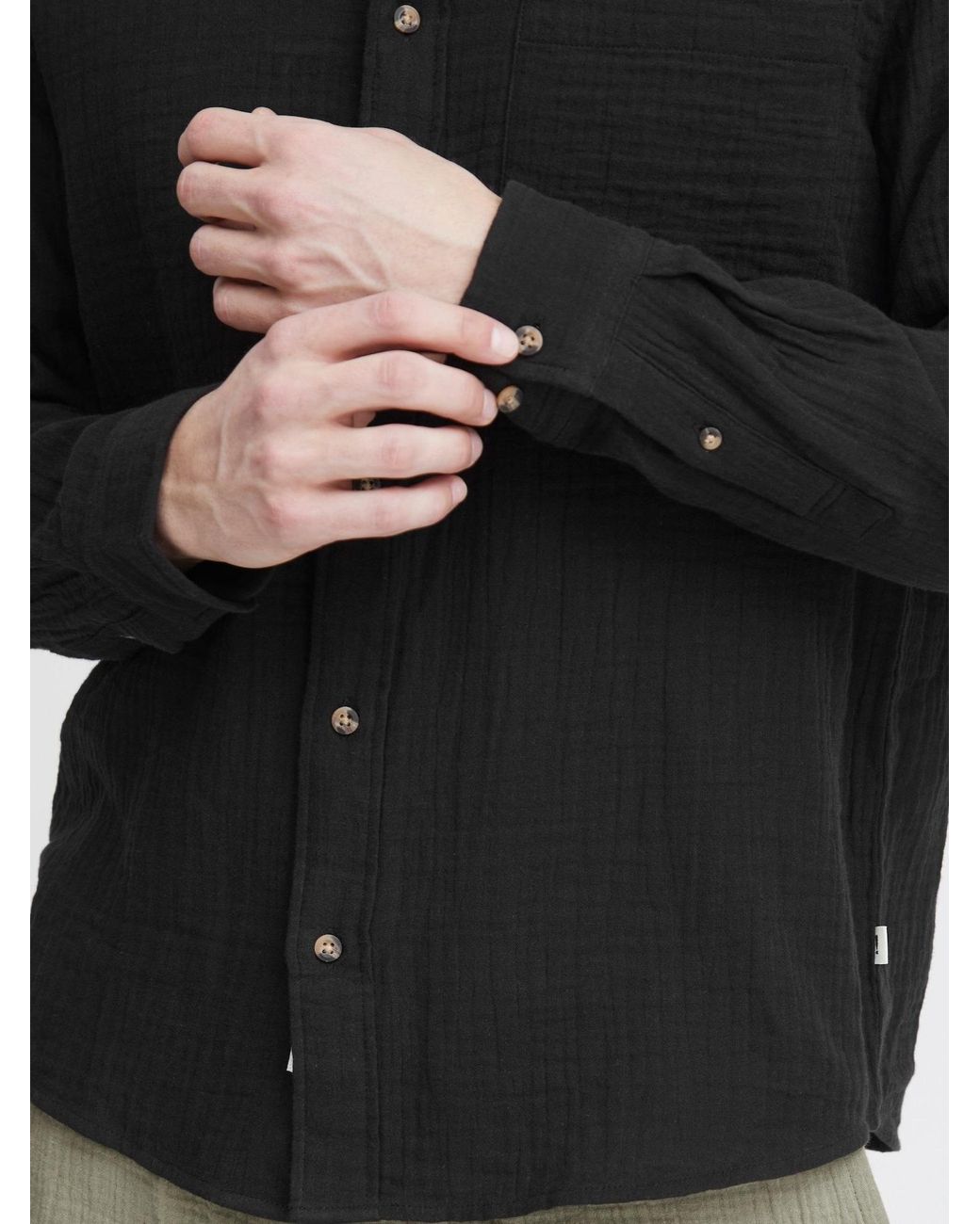 Solid Hemd Lain in Black für Herren