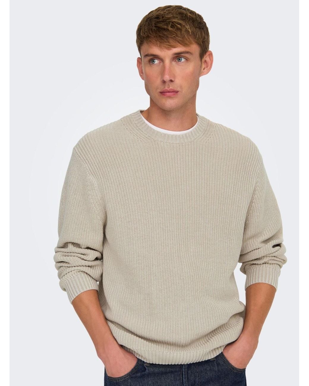 Only & Sons Pullover 22031545 in Natural für Herren